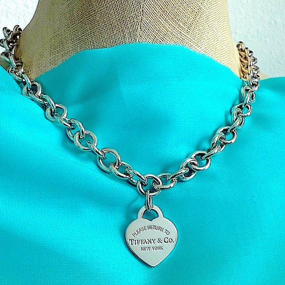 Tiffany & Co. Jewelry - 🩵18” Please Return To Tiffany Heart Tag Rolo Link 925 Necklace - 77 grams